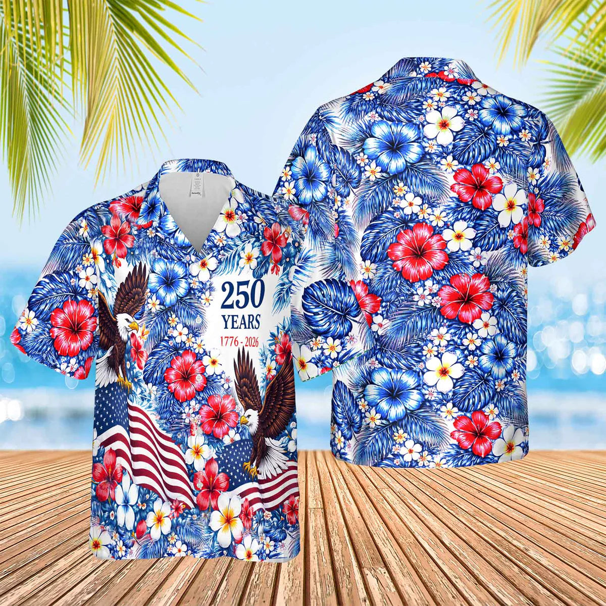 Retro Hawaii 250 Years of Freedom 1776 - 2026 Eagle Patriotic Shirt Statue Of Liberty, US Flag, Liberty Bell, 250th Anniversary Hawaiian Shirt 9I4