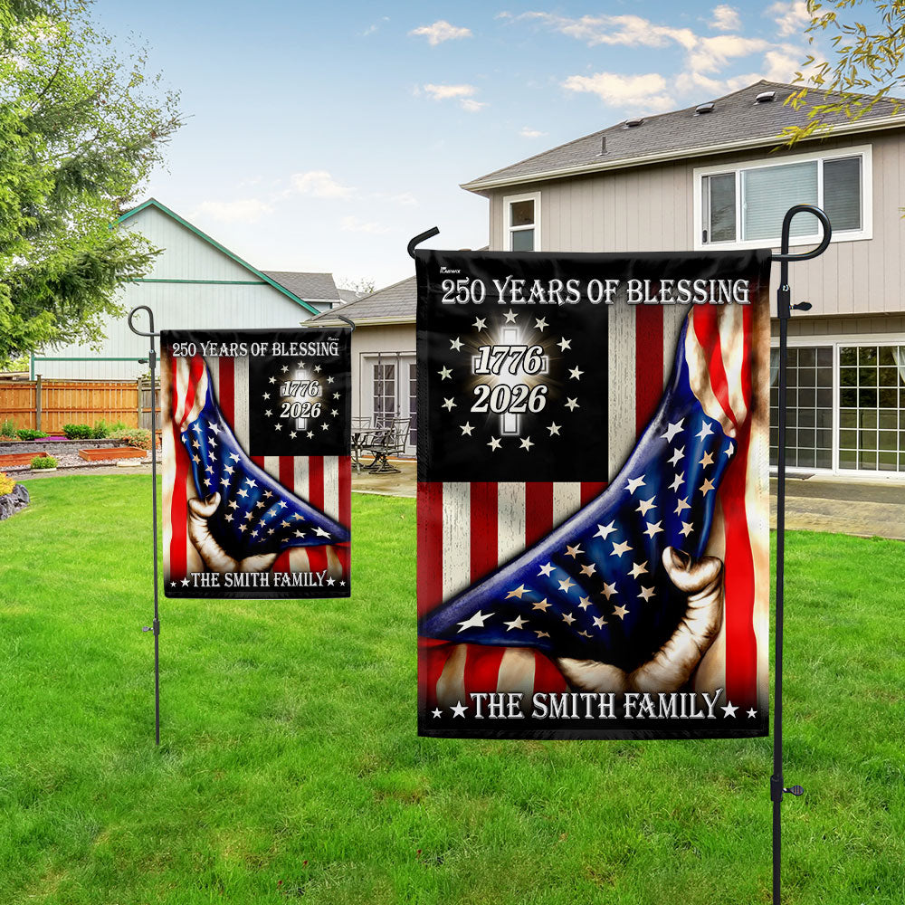 Personalized 250 Years of Blessing Flag, 1776 2026 Christian Home Decor