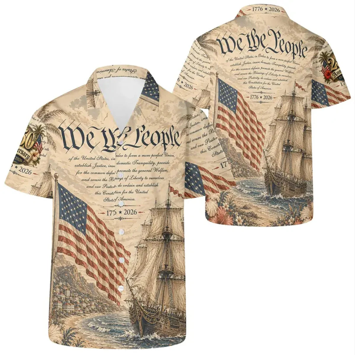 Retro Hawaii 250 Years of Freedom 1776 - 2026 Eagle Patriotic Shirt Statue Of Liberty, US Flag, Liberty Bell, 250th Anniversary Hawaiian Shirt 9I4