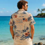 Vintage Greetings From America Hawaiian Shirt, USA 250th Anniversary AOP Hawaii Shirt 685263