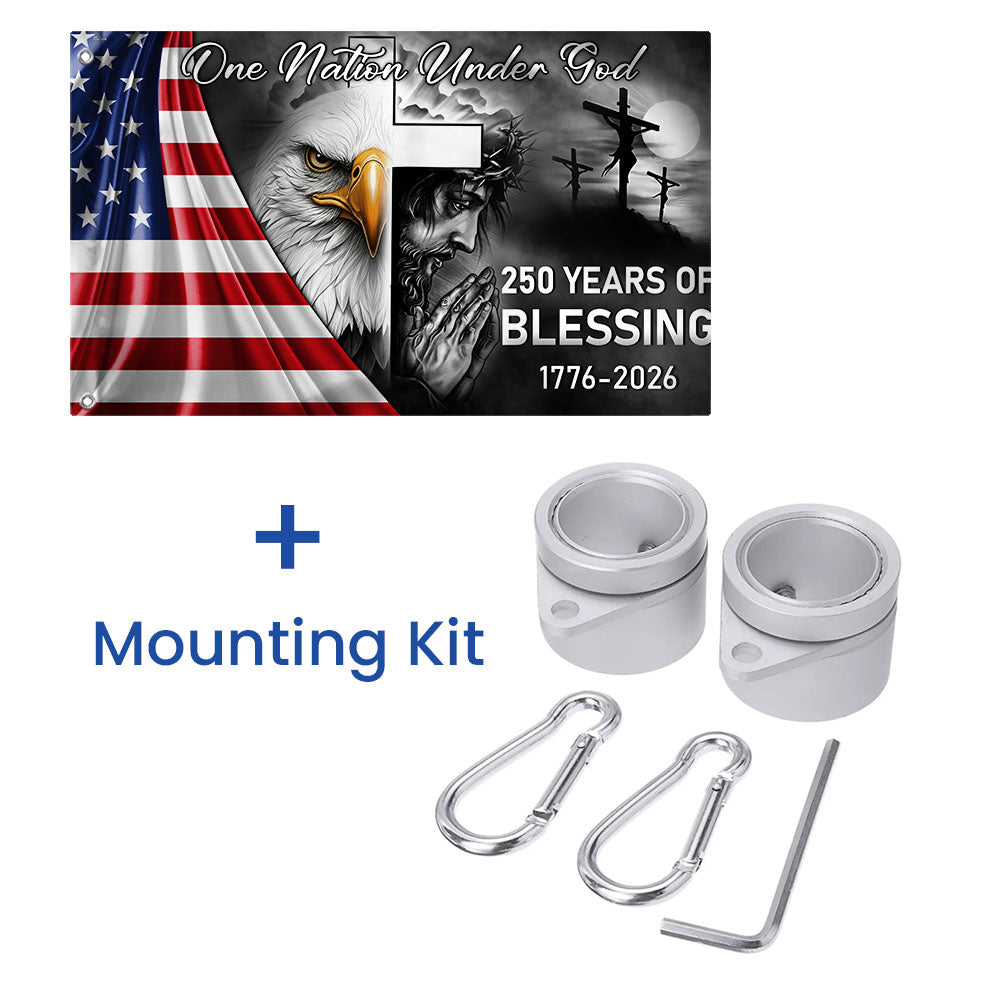 One Nation Under God Grommet Flag for 250 Years Of Blessing Decoration