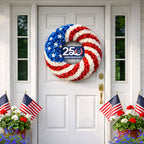 250th Anniversary American Flag Wreath for Patriotic Front Door Decoration