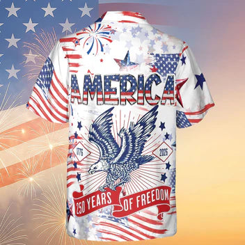 Retro Hawaii 250 Years of Freedom 1776 - 2026 Eagle Patriotic Shirt Statue Of Liberty, US Flag, Liberty Bell, 250th Anniversary Hawaiian Shirt 9I4