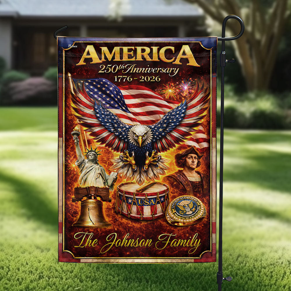 Personalized America 250th Anniversary Flag, Fire Flame Eagle Flag