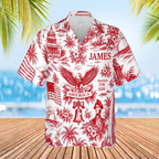 Personalized America 250 Years Anniversary Hawaiian Shirt | Vintage Patriotic AOP Hawaii Shirt | Custom Name 4th Of July Shirt 684910