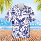 Personalized America 250 Years Anniversary Hawaiian Shirt | Vintage Patriotic AOP Hawaii Shirt | Custom Name 4th Of July Shirt 684910