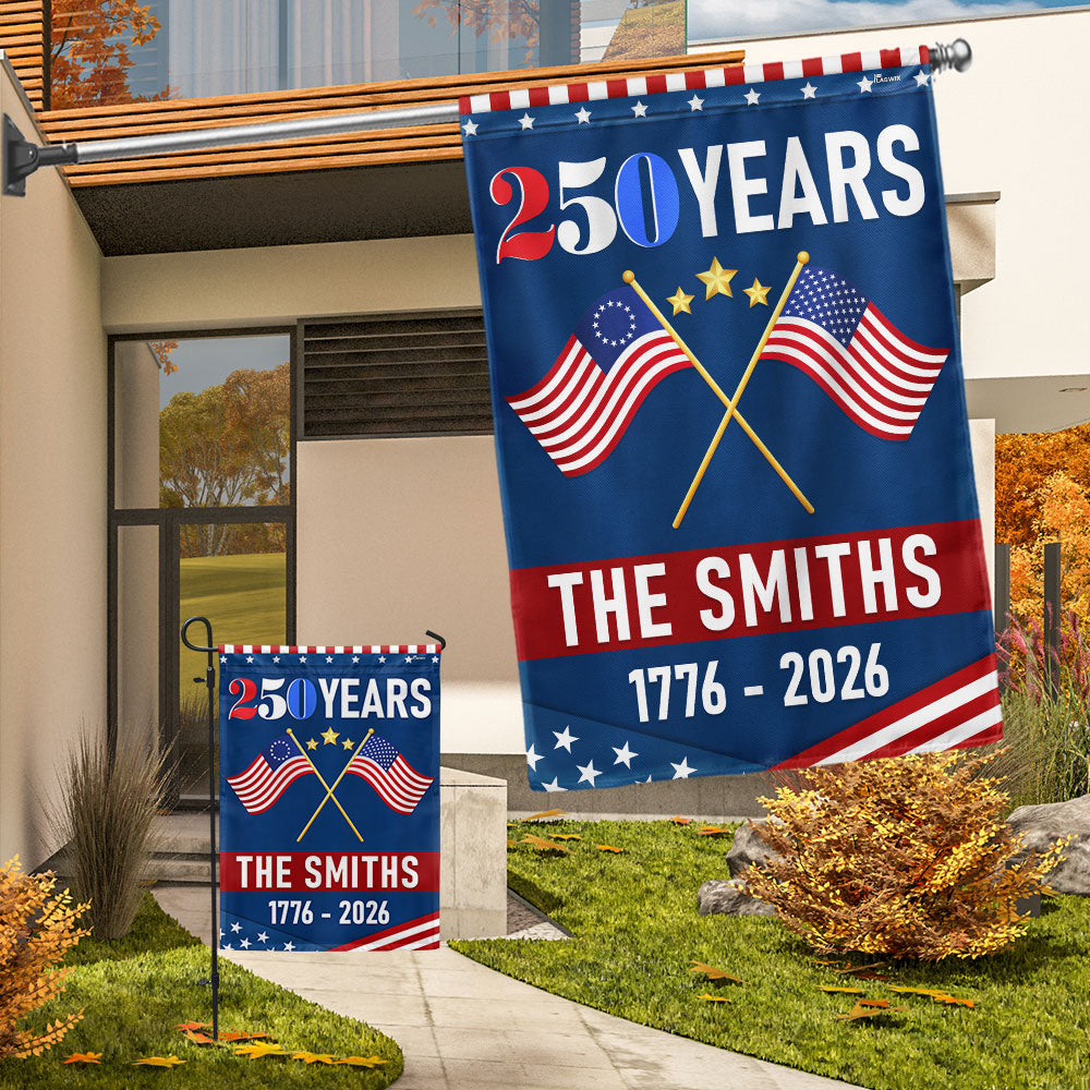 Personalized 250 Years of Freedom 1776 2026 American Flag, Custom Name
