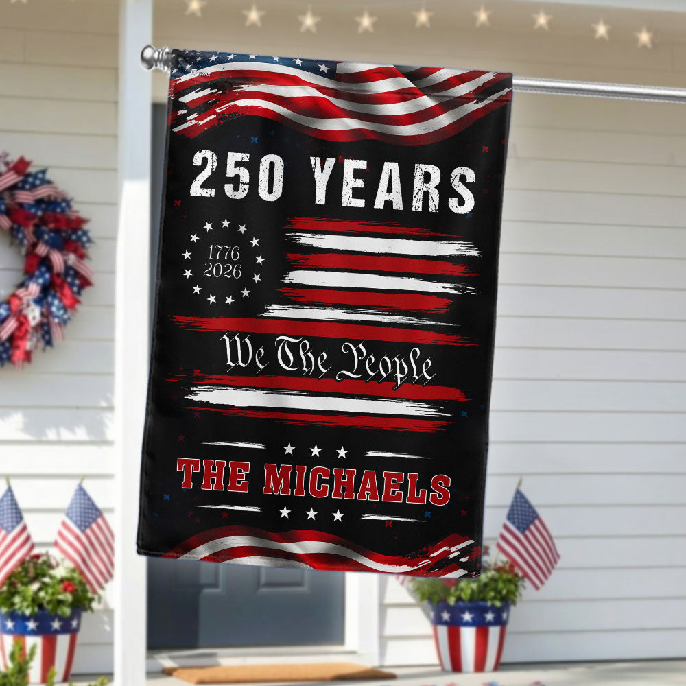 Personalized 250 Years of Freedom Semiquincentennial Decor, 1776 2026 Custom American Patriotic Flag