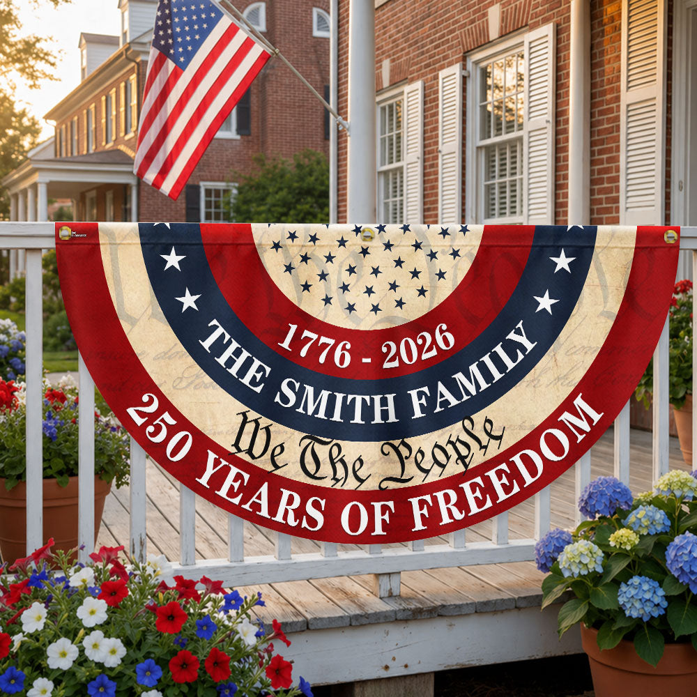 250 Years Personalized Fan Flag, Patriotic Custom Name 1776 2026 Vintage Decor
