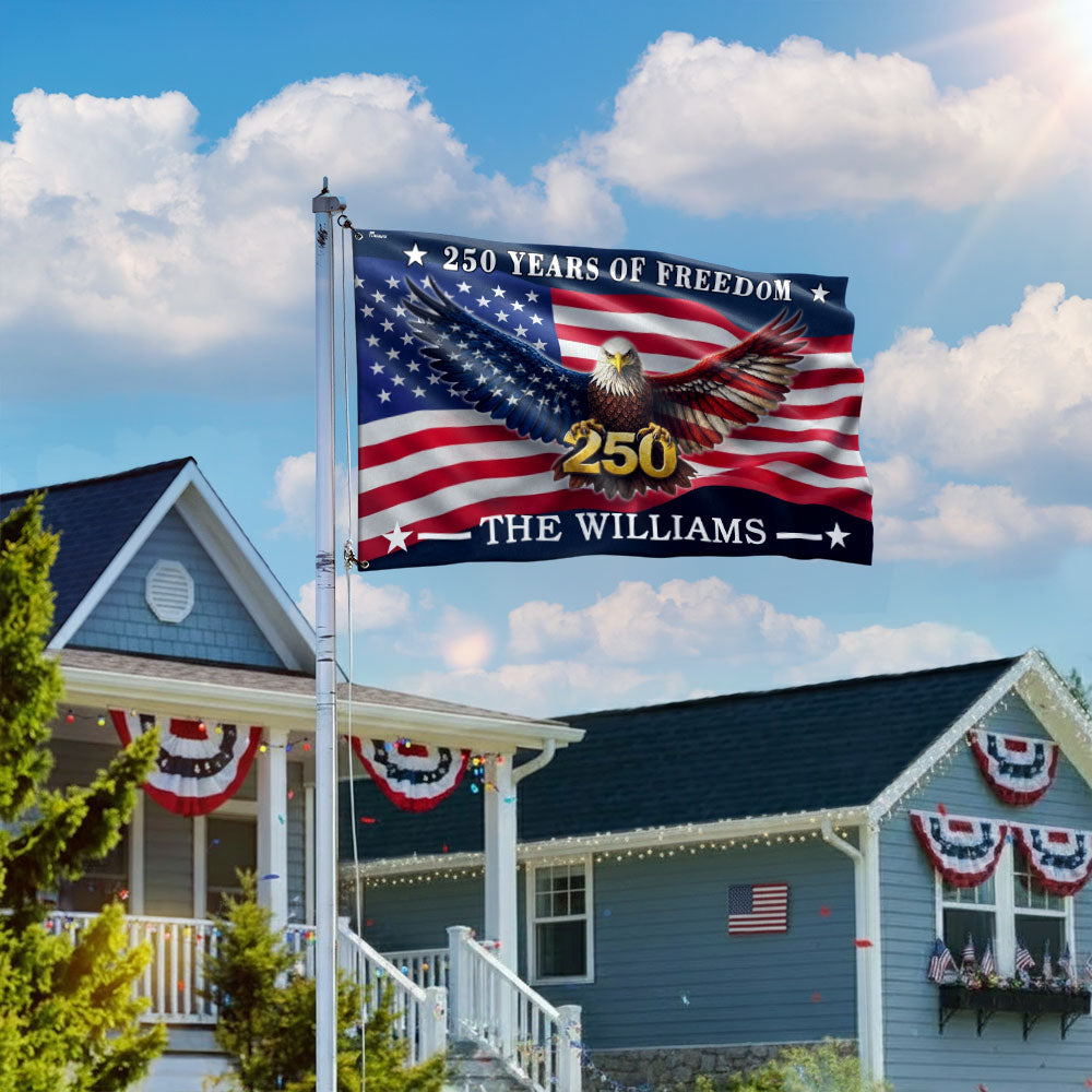 Custom American Flag, Personalized 250 Years of Freedom Grommet Flag