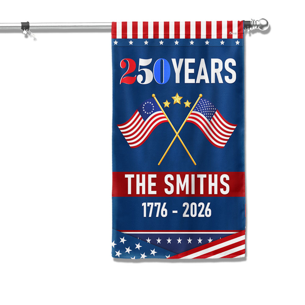 Personalized 250 Years of Freedom 1776 2026 American Flag, Custom Name