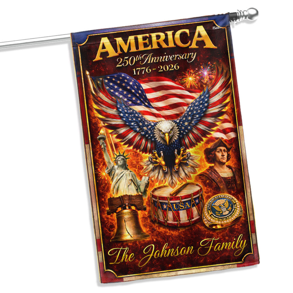 Personalized America 250th Anniversary Flag, Fire Flame Eagle Flag