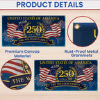 Personalized 250 Semiquincentennial Fence Banner, United States of America Patriotic 1776 2026 Custom Outdoor Flag