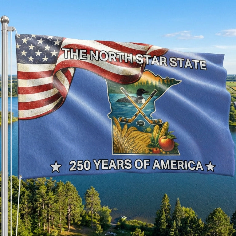 250 Years of America Flag, The North Star State Minnesota Grommet Flag