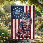 Flagwix Patriotic Cat Garden Flag, 250 Years Maine Coon Cat Betsy Ross Flag Decor