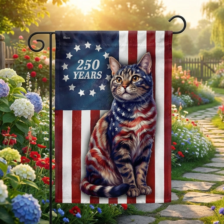 Betsy Ross Cat Lover Patriotic Flag for 250 Years of America