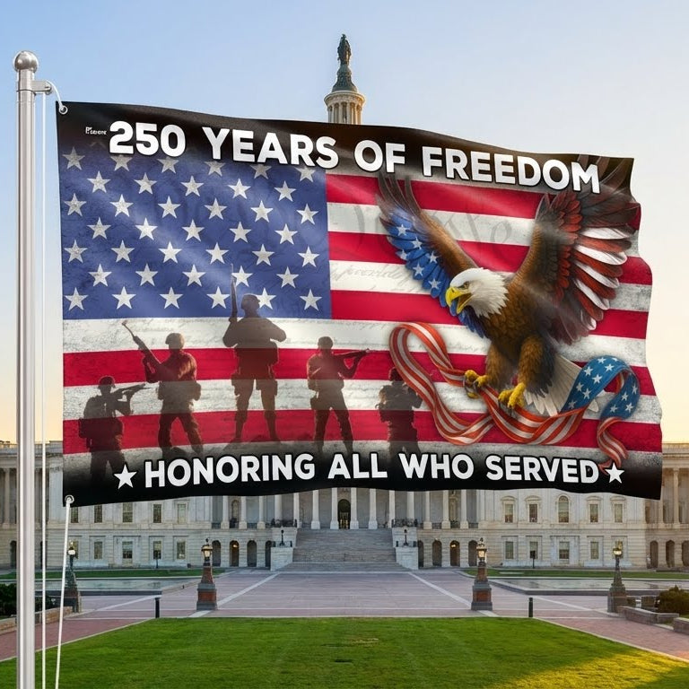 250 Years of Freedom Veterans Eagle American Grommet Flag