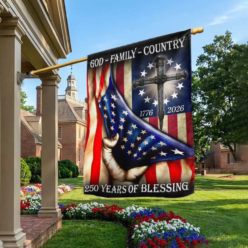 God Family Country Betsy Ross Patriotic 1776 2026 US 250 Flag