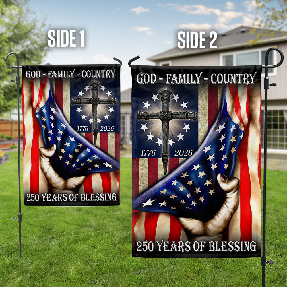 God Family Country Betsy Ross Patriotic 1776 2026 US 250 Flag