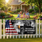 250 Years Of Blessing Fence Banner, One Nation Under Patriotic outdoor Flag