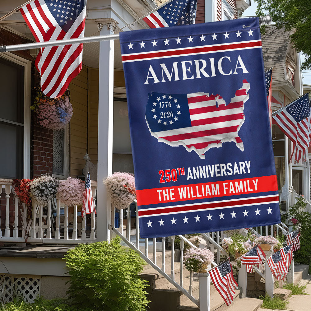Personalized 250th Anniversary America Flag, 1776 2026 America Map Decor