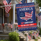 Personalized 250th Anniversary America Flag, 1776 2026 America Map Decor