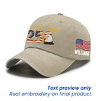 Personalized Patriotic 250th Anniversary Washed Cap with Embroidered American Flag