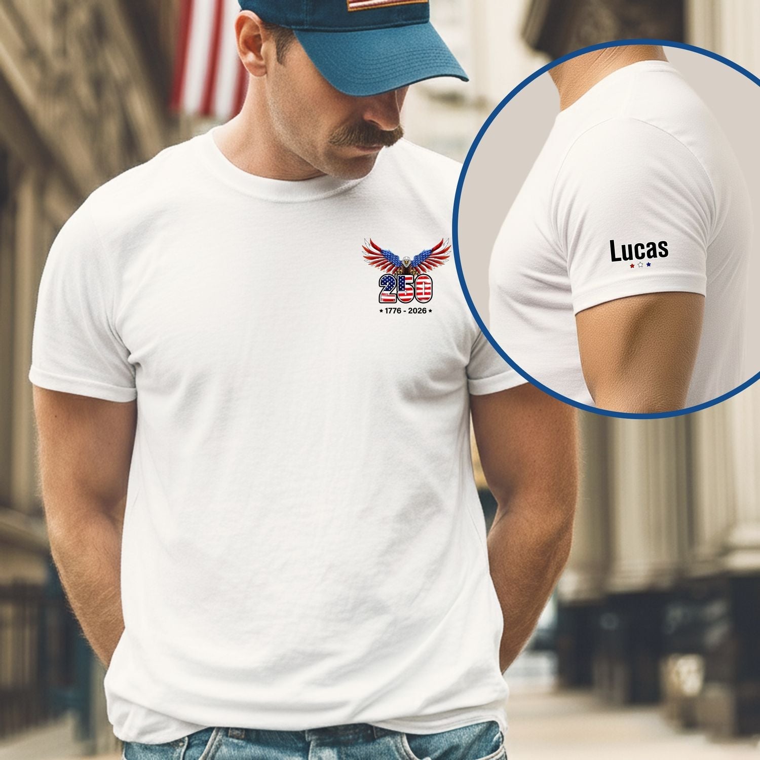 250 Years of Freedom Personalized T-Shirt | Bald Eagle Patriotic Tee