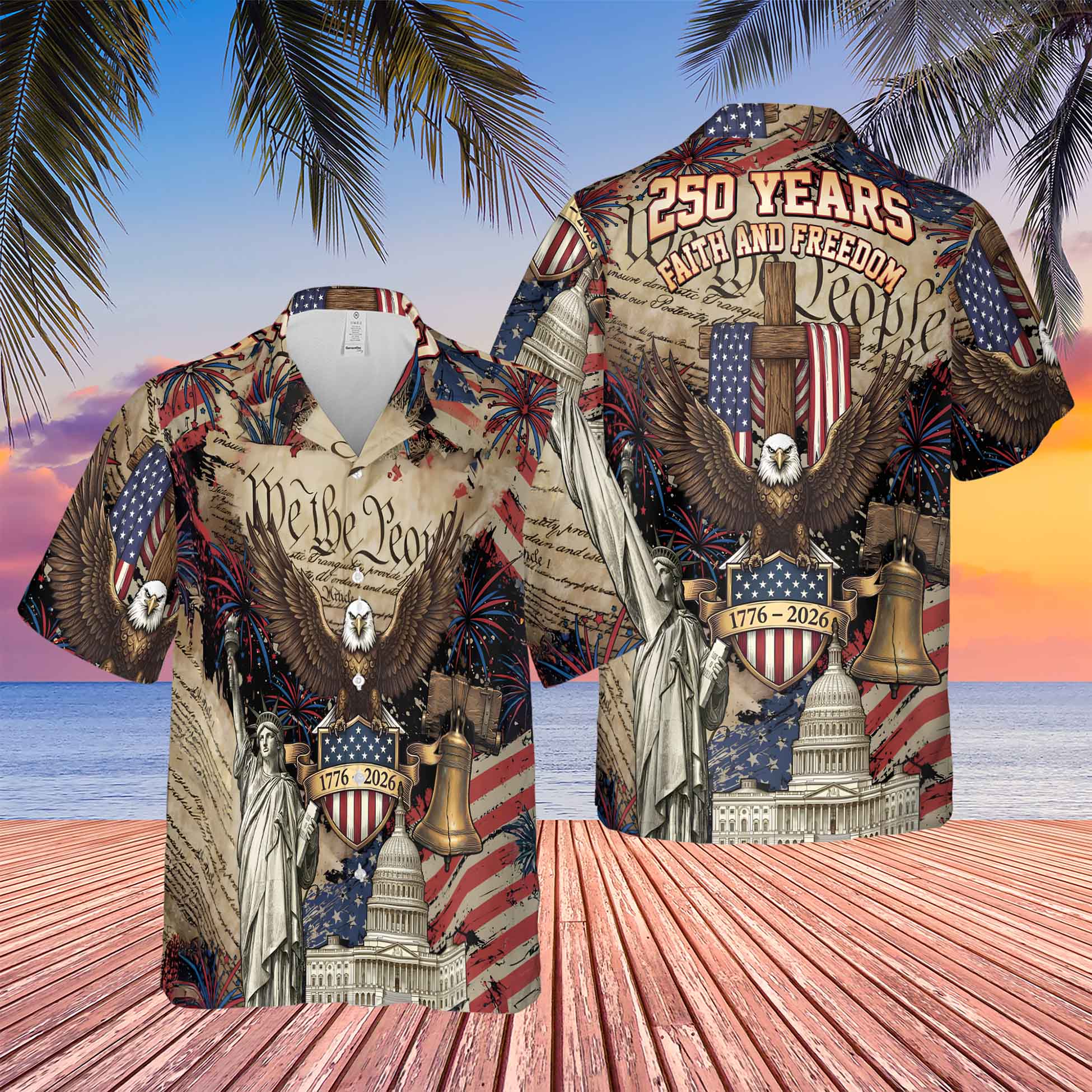 250 Years Faith And Freedom Hawaiian Shirt | US 1776–2026 Hawaiian Shirt | America AOP Hawaiian Shirt 684225