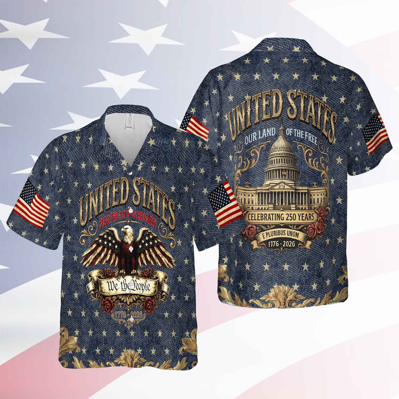 Vintage USA 250 Years Anniversary Hawaiian Shirt, Patriotic Eagle Freedom Faith AOP Hawaiian Shirt 684943