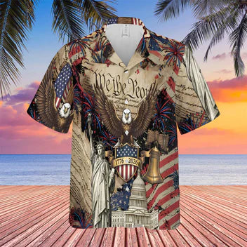 Retro Hawaii 250 Years of Freedom 1776 - 2026 Eagle Patriotic Shirt Statue Of Liberty, US Flag, Liberty Bell, 250th Anniversary Hawaiian Shirt 9I4