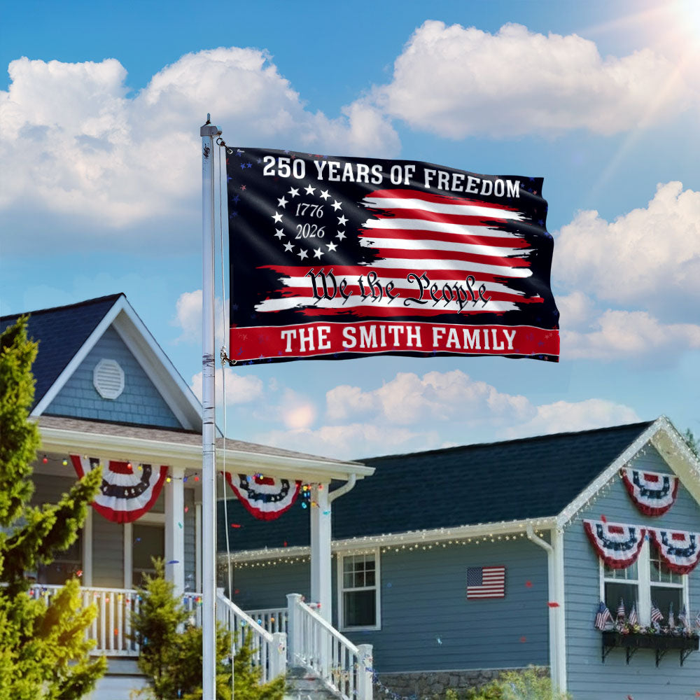 America 250th Anniversary 1776 2026 Custom Flag, Personalized We The People Patriotic Grommet Flag