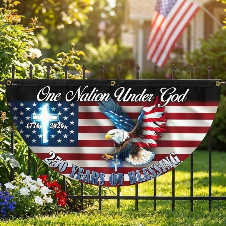 One Nation Under God Fan Flag, 250 Years of Blessing Eagle Bunting