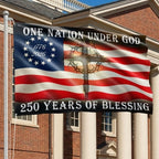 Betsy Ross 250 Years of Blessing American Cross 1776 2026 Grommet Flag