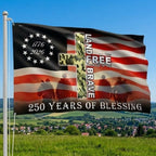 Patriotic 1776 2026 Land of the Free 250 Years of Blessing Grommet Flag