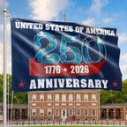 America 250th Anniversary Flag, Patriotic 1776 2026 USA Map Grommet Flag