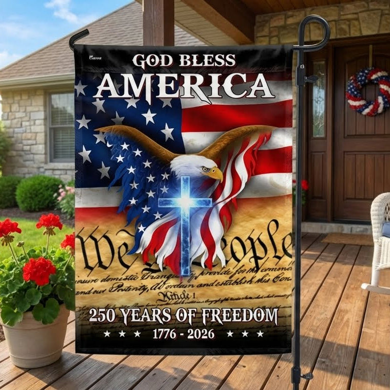 God Bless America We The People Eagle Flag for 250 Years of Freedom