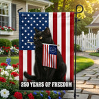 250 Years of Freedom Cat Flag, Patriotic Black Cat American Flag