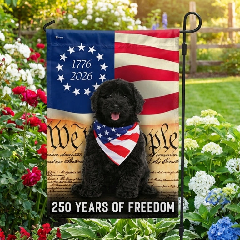 Black Goldendoodle Flag, 250 Years of Freedom American Flag