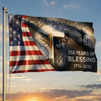 One Nation Under God Grommet Flag for 250 Years Of Blessing Decoration