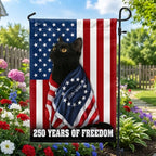 250 Years of Freedom Flag, 1776 2026 Black Cat Wrapped in Glory US Flag