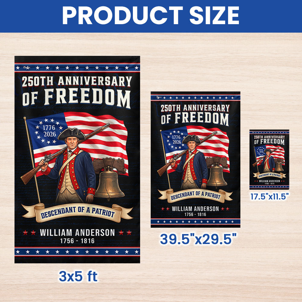 Custom Descendant of A Patriot 250 Years Flagwix Flag for Indoor Outdoor