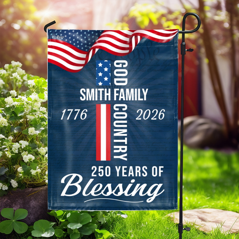 Custom American Patriotic Flag, Personalized 250 Years of Blessing God 1776 2026 Flag Decor