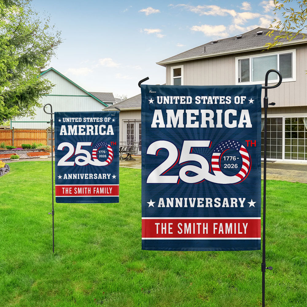 Personalized 250th Anniversary United States of America Decorative Flag
