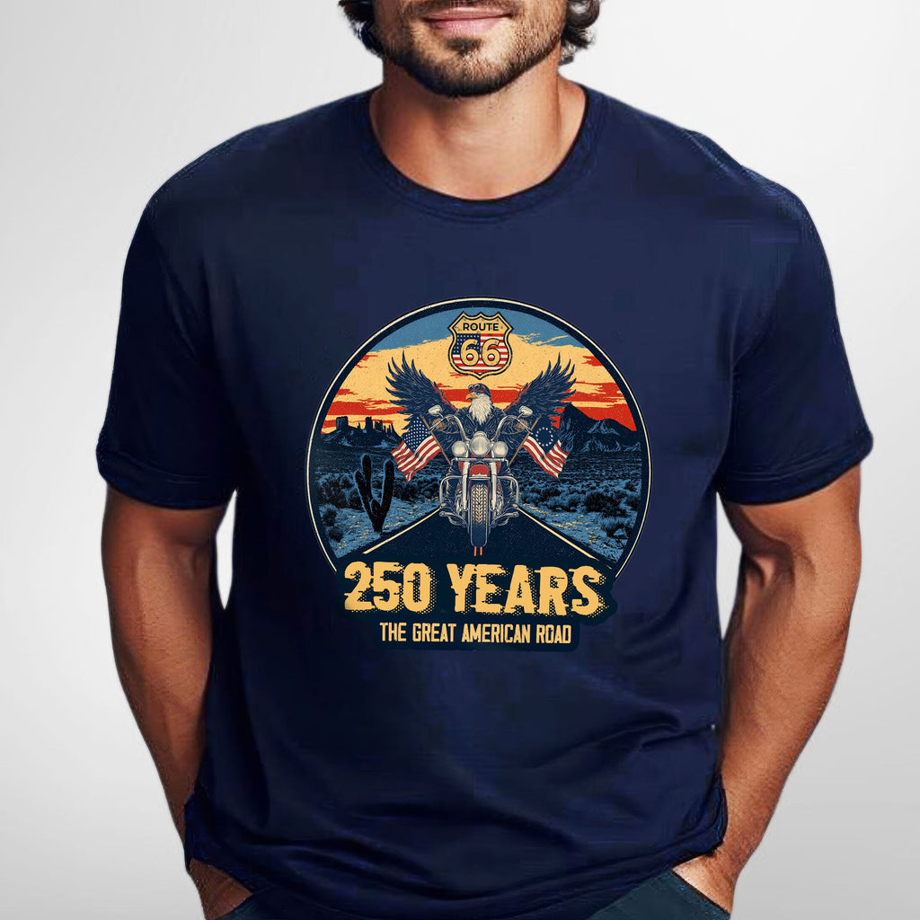 250 Years Route 66 Motor Patriotic T-Shirt | The Great American Road Tee