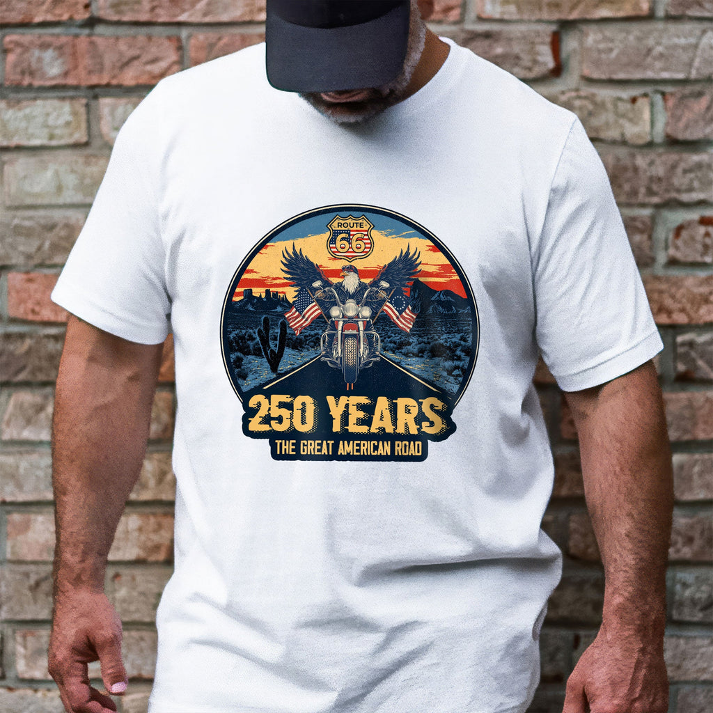 250 Years Route 66 Motor Patriotic T-Shirt | The Great American Road Tee