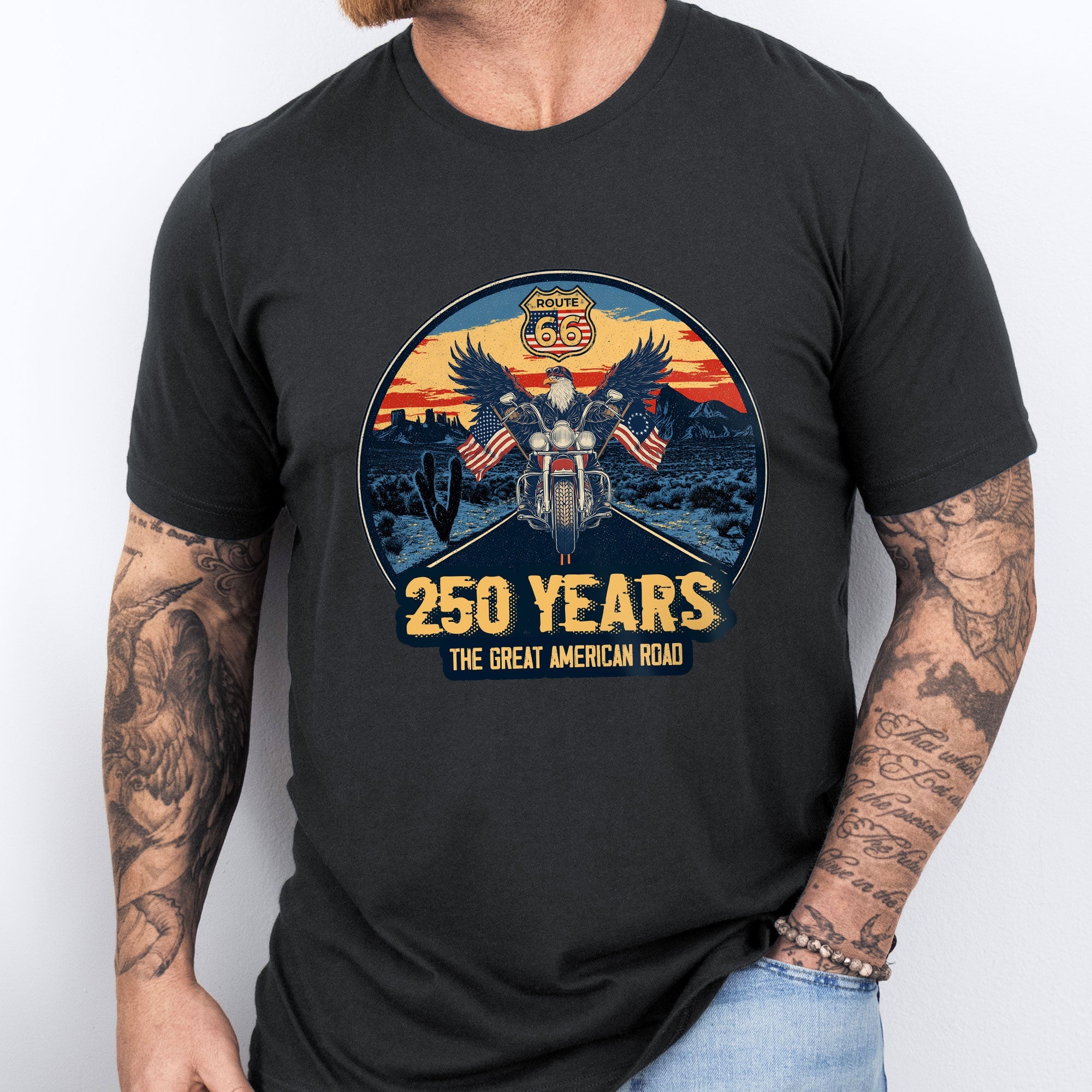 250 Years Route 66 Motor Patriotic T-Shirt | The Great American Road Tee