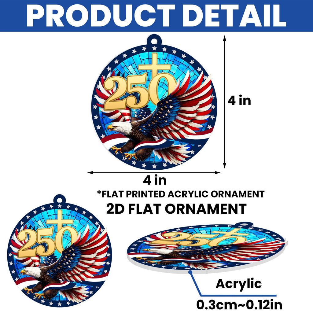 America 250th Anniversary Ornament | Patriotic Bald Eagle Christmas Ornament