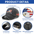 250 Years America Independence Patriot Washed Cap Embroidered Eagle Flag
