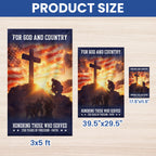 250 years Veterans American Flag Patriotic Kneeling Soldier Cross Flag